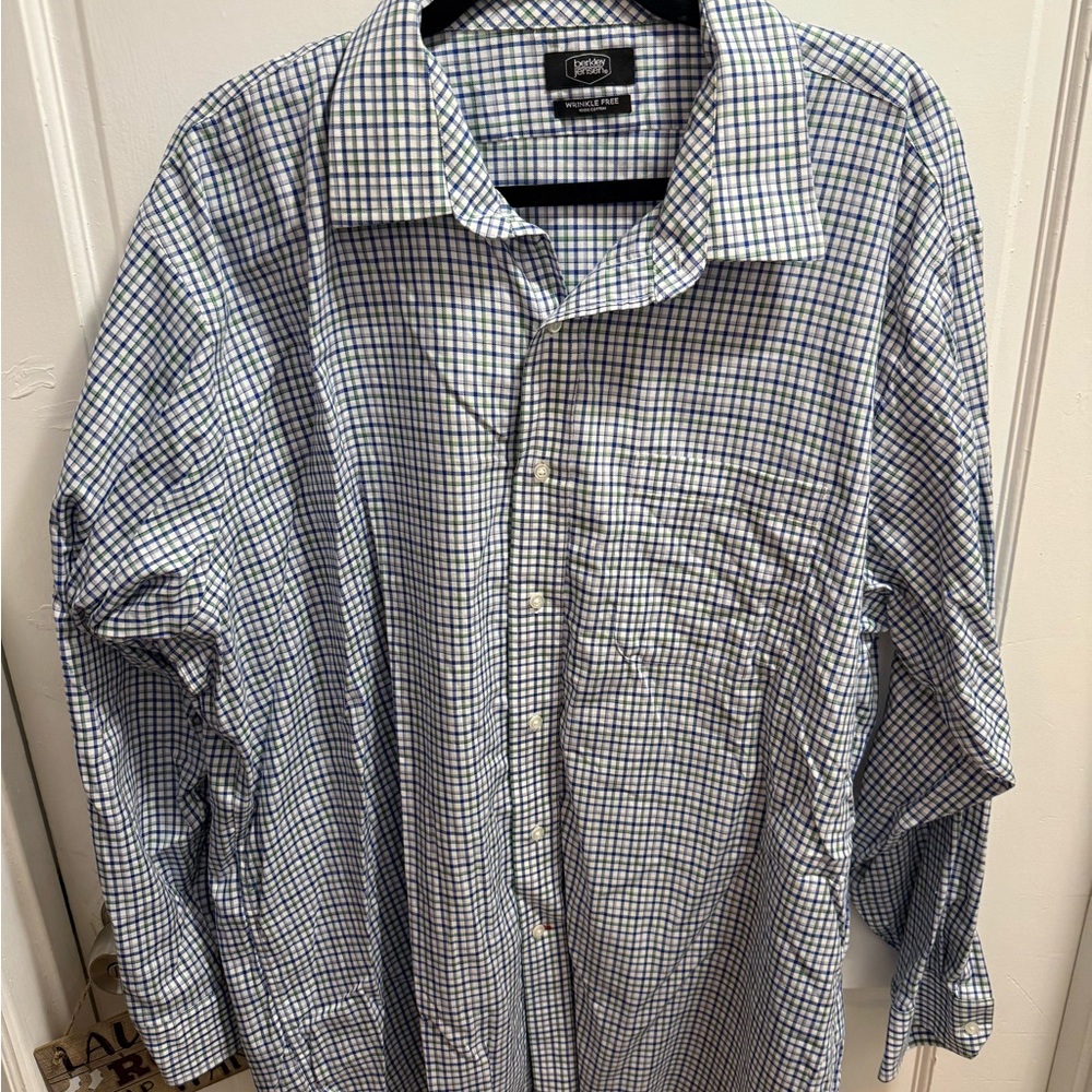 Blue and White Casual Button Down Shirt